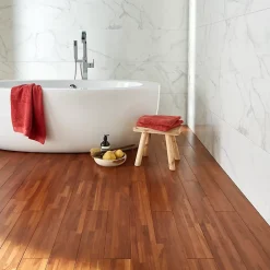 Parquet massif à coller en teck finition vernis mat coloris brun l.12 x ép.1,2 cm- Parquet Massif|Voir Tous Les Parquets