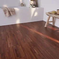 Parquet massif à coller en teck finition vernis mat coloris brun l.12 x ép.1,2 cm- Parquet Massif|Voir Tous Les Parquets
