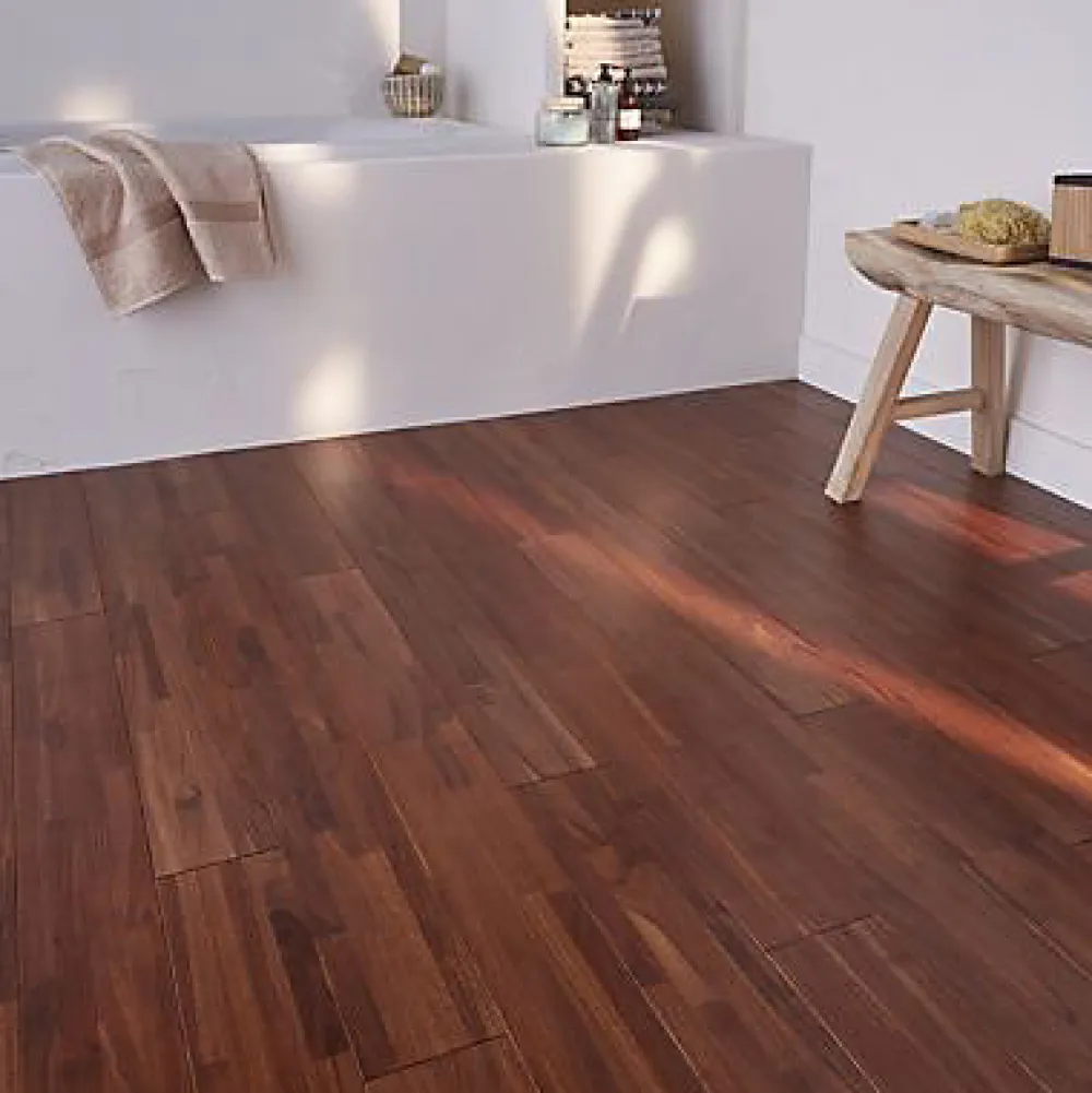 Parquet massif à coller en teck finition vernis mat coloris brun l.12 x ép.1,2 cm- Parquet Massif|Voir Tous Les Parquets