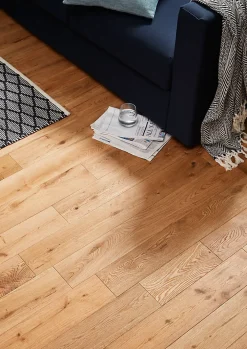 GoodHome Parquet massif à coller Laholm 2 m en chêne verni coloris naturel- Parquet Massif|Voir Tous Les Parquets