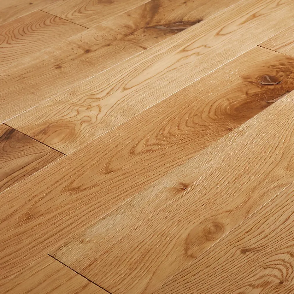 GoodHome Parquet massif à coller Laholm 2 m en chêne verni coloris naturel- Parquet Massif|Voir Tous Les Parquets