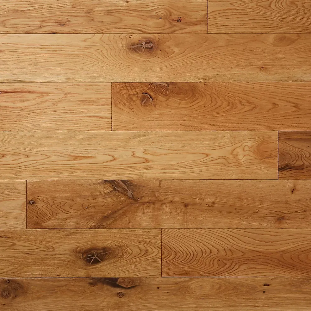 GoodHome Parquet massif à coller Laholm 2 m en chêne verni coloris naturel- Parquet Massif|Voir Tous Les Parquets