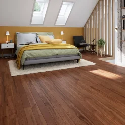 GoodHome Parquet massif à coller Skara S en chêne verni brun- Parquet Massif|Voir Tous Les Parquets