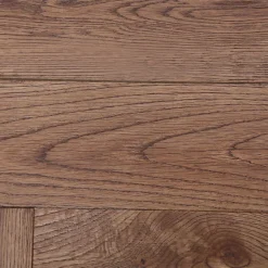 GoodHome Parquet Chevron|Parquet Massif<Parquet massif à coller Skara bâtons rompus en chêne verni brun