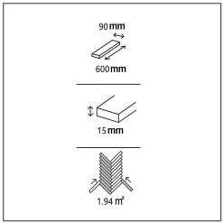 GoodHome Parquet Chevron|Parquet Massif<Parquet massif à coller Skara bâtons rompus en chêne verni brun