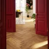 GoodHome Parquet Massif|Parquet Chevron<Parquet massif à coller Visby bâtons rompus en chêne huilé blond