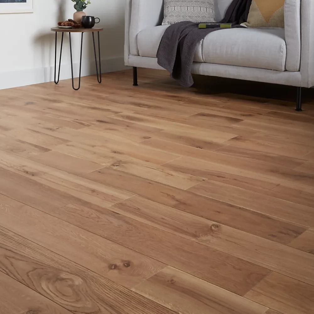 GoodHome Parquet massif à coller Visby L en chêne huilé blond- Parquet Massif|Voir Tous Les Parquets