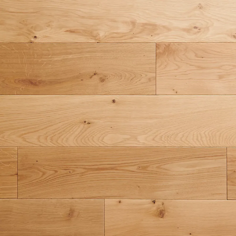 GoodHome Parquet massif à coller Visby L en chêne huilé blond- Parquet Massif|Voir Tous Les Parquets