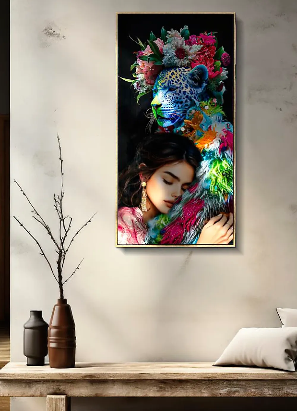 Mauro Ferretti Panneau Tasseau Bois<Peinture sur toile laquée avec cadre 52x4x102 cm