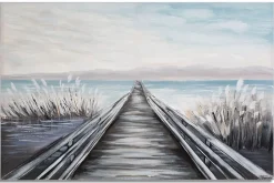 Mauro Ferretti Panneau Tasseau Bois<Peinture sur toile multicolore pontile cm 120x3,8x80