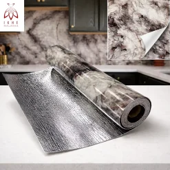 Ikhemalarka PET - PVC Film autocollant panneaux muraux 3D imitation marbre revetement en rouleau 60x300 cm decor aspect marbre (YP-245)- Panneau Mural Décoratif