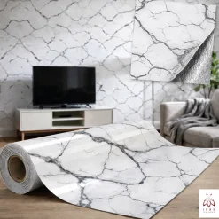Ikhemalarka Panneau Mural Décoratif<PET - PVC Film autocollant panneaux muraux 3D imitation marbre revetement en rouleau 60x300 cm decor aspect marbre (YP-117)