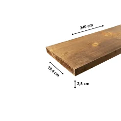Wood&Sens Planche Rabotée Sapin Traité marron, L.240 x l.19,4 cm x Ep.27,5 mm- Planche De Bois