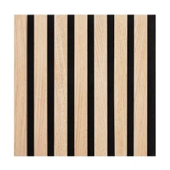 Decoon Plaque murale tasseaux 30 x 30 x 1,9 cm - Lattes chêne clair véritable fond noir 0,09m²- Panneau Tasseau Bois