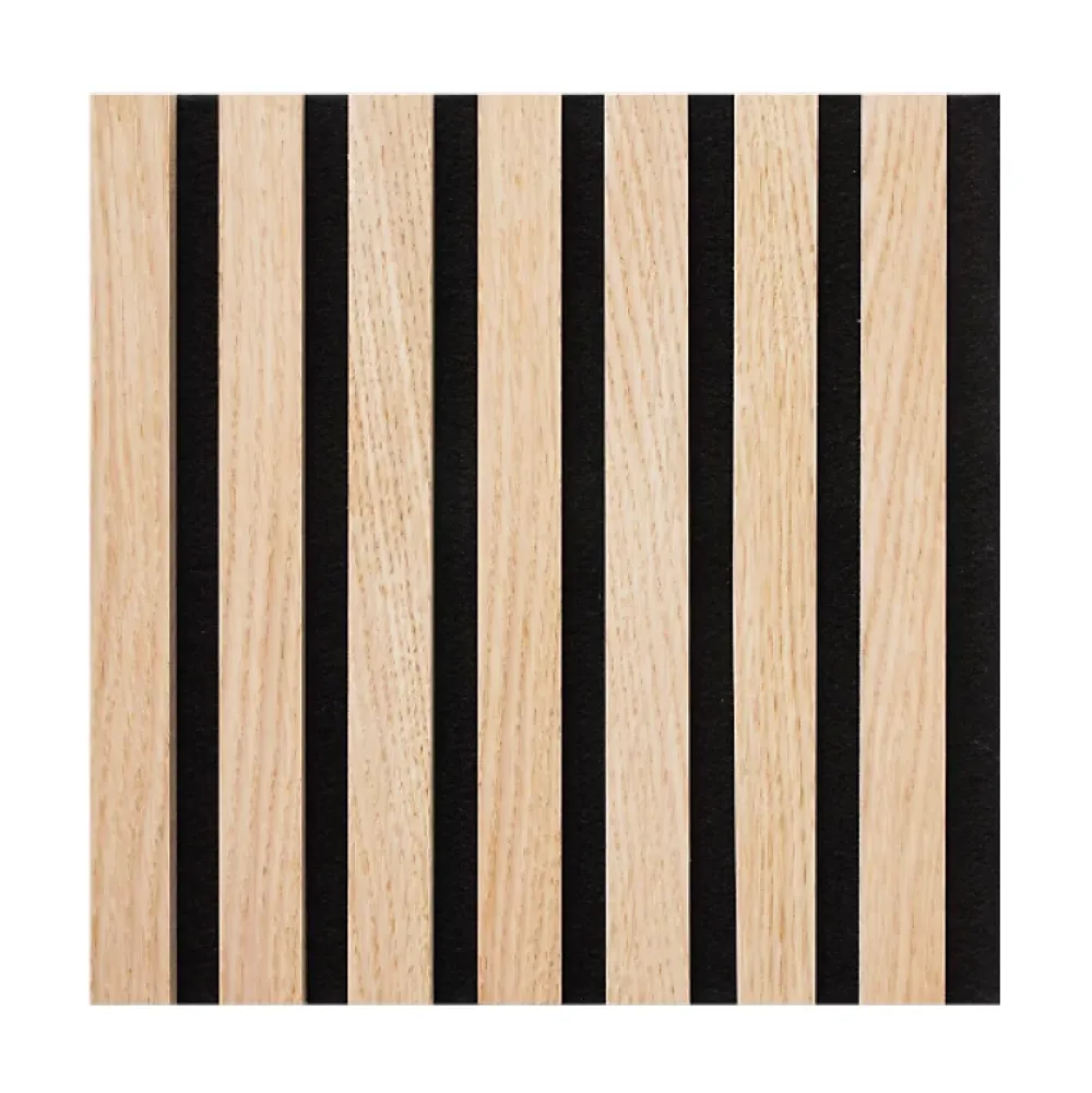 Decoon Plaque murale tasseaux 30 x 30 x 1,9 cm - Lattes chêne clair véritable fond noir 0,09m²- Panneau Tasseau Bois