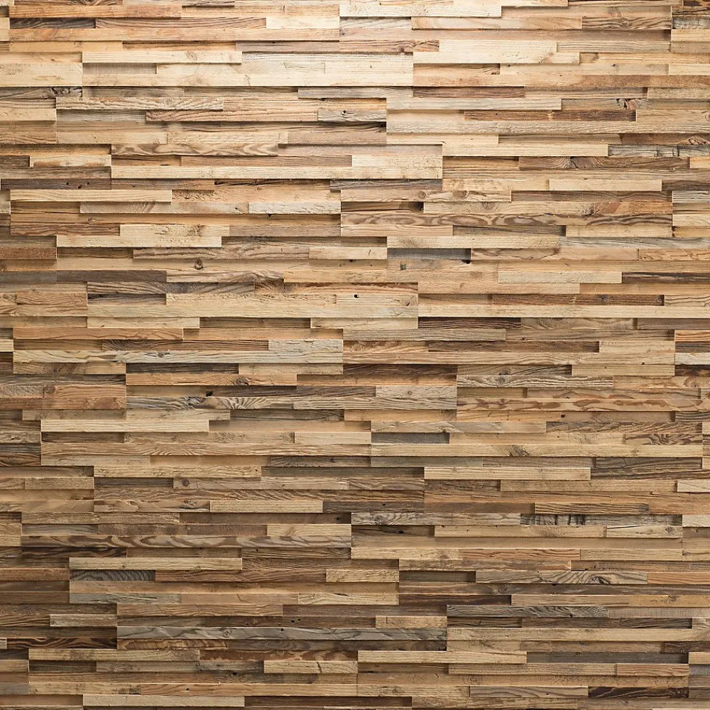 Wwd Plaquette de parement en bois effet 3D A PRIORI - Bois récupéré - 72 x 10cm - 14 panneaux - 1m²- Plaquette De Parement|Plaquette De Parement