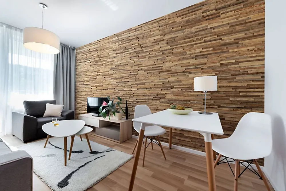 Wwd Plaquette de parement en bois effet 3D A PRIORI - Bois récupéré - 72 x 10cm - 14 panneaux - 1m²- Plaquette De Parement|Plaquette De Parement