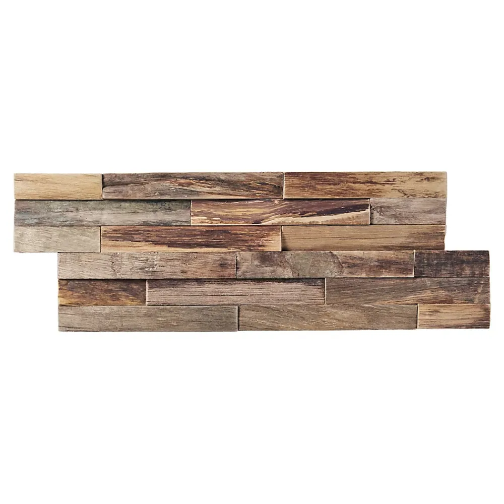 Woodbord Plaquette De Parement|Plaquette De Parement<Plaquette de parement mural décoratif en bois- 1-1,8 x 18 x 49,5 cm - Lot de 6 - Aspect Bois FLotté