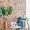 Woodbord Plaquette de parement mural décoratif en bois - 0,8-1,8 x 36 x 36 cm - Lot de 4 - Aspect Mosaïque- Plaquette De Parement|Plaquette De Parement