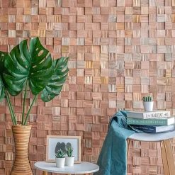 Woodbord Plaquette de parement mural décoratif en bois - 0,8-1,8 x 36 x 36 cm - Lot de 4 - Aspect Mosaïque- Plaquette De Parement|Plaquette De Parement