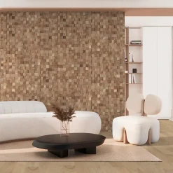 Woodbord Plaquette de parement mural décoratif en bois - 0,8-1,8 x 36 x 36 cm - Lot de 4 - Aspect Mosaïque- Plaquette De Parement|Plaquette De Parement