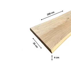 Wood&Sens Plateau banc Chêne Pré-huilé Bords Naturels, L.200 cm x l.35 cm, Ep. 40 mm- Plateau De Table