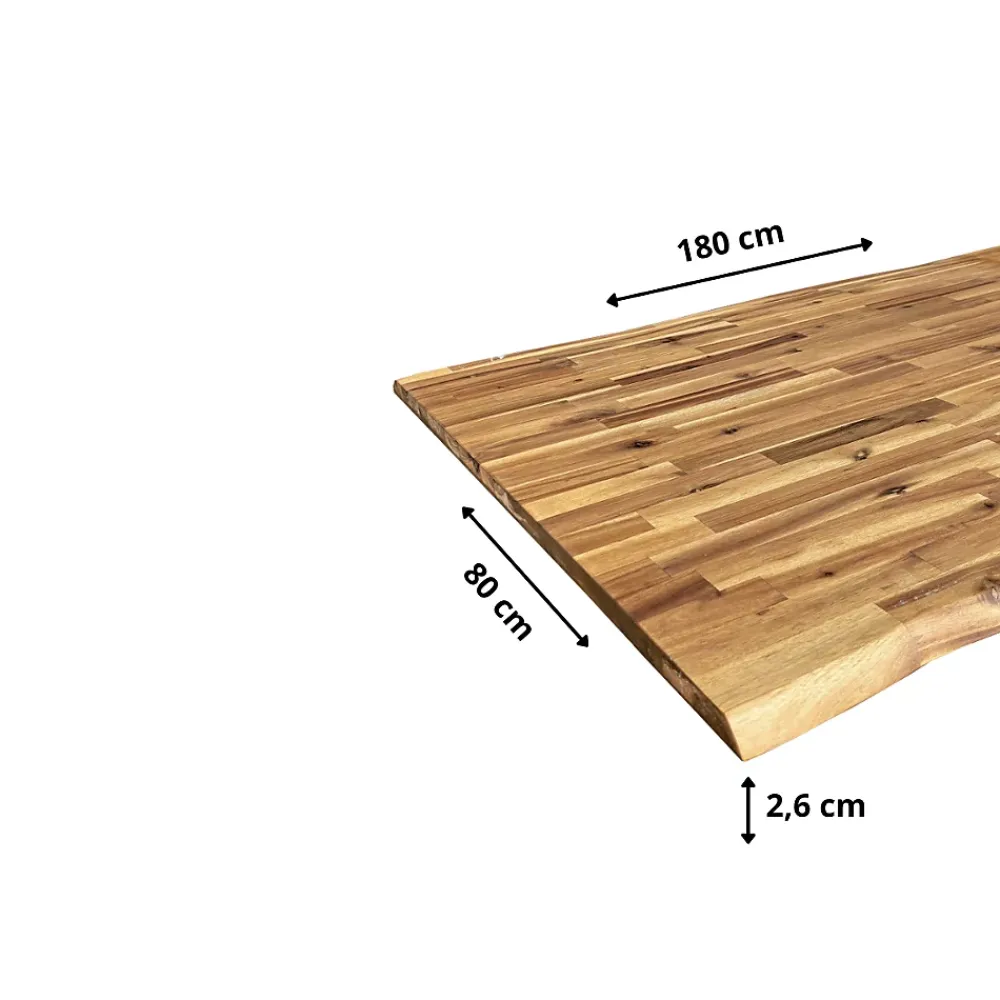 Wood&Sens Plateau De Table<Plateau de Table Acacia bord naturel pré-huilé Teck, L.180 cm x l.80 cm, Ep.26 mm