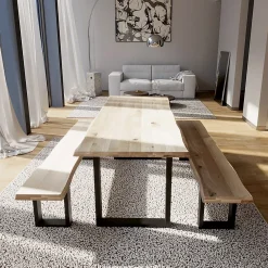 Wood&Sens Plateau de table pleines lames Chêne Rustique bord naturel flacheux L.200 X l.80 cm, Ep.40 mm- Plateau De Table
