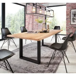 Wood&Sens Plateau de table pleines lames Chêne Rustique bord naturel flacheux L.200 X l.80 cm, Ep.40 mm- Plateau De Table