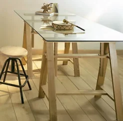 Plateau en verre gris fumé trempé transparent L. 180 cm x l. 100 cm- Plateau En Verre