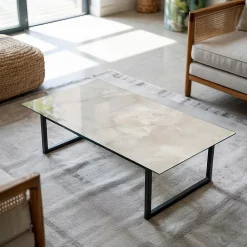 Tulup Plateau en verre trempé 140x70 cm Motif texturé de marbre- Plateau En Verre