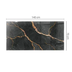 Tulup Plateau en verre trempé 140x70 cm Motif marbré avec veines- Plateau En Verre