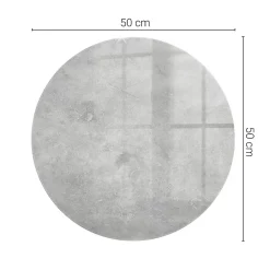 Tulup Plateau en verre trempé fi50 cm Texture de béton avec fissures- Plateau En Verre