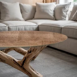 Tulup Plateau en verre trempé fi60 cm Motif naturel du bois- Plateau En Verre