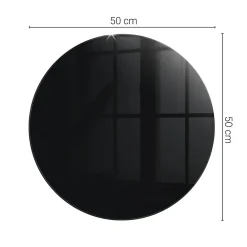 Tulup Plateau en verre trempé fi50 cm Couleur noire lisse- Plateau En Verre