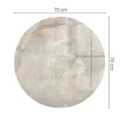 Tulup Plateau en verre trempé fi70 cm Motif texturé de marbre- Plateau En Verre