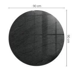 Tulup Plateau en verre trempé fi90 cm Texture de pierre naturelle- Plateau En Verre