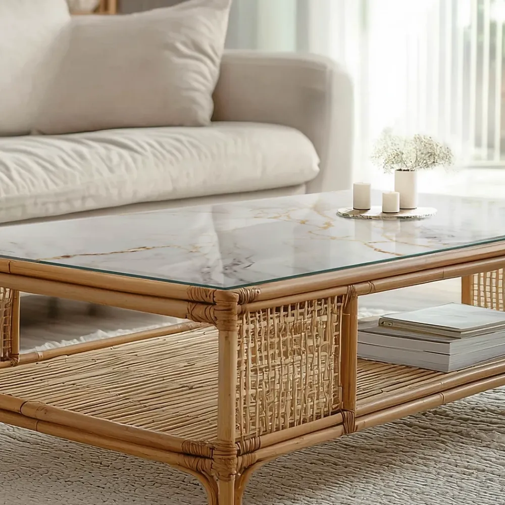 Tulup Plateau en verre trempé 140x70 cm Marbre élégant avec veines- Plateau En Verre