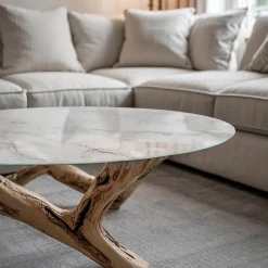Tulup Plateau En Verre<Plateau en verre trempé fi100 cm Motif de surface en marbre