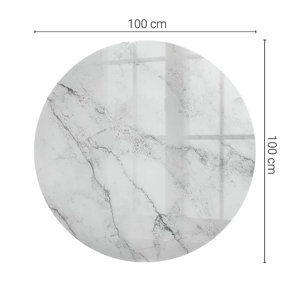 Tulup Plateau En Verre<Plateau en verre trempé fi100 cm Motif de surface en marbre