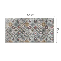 Tulup Plateau en verre trempé 100x50 cm Motif mosaïque avec ornements- Plateau En Verre