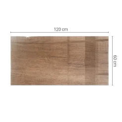 Tulup Plateau en verre trempé 120x60 cm Motif naturel du bois- Plateau En Verre