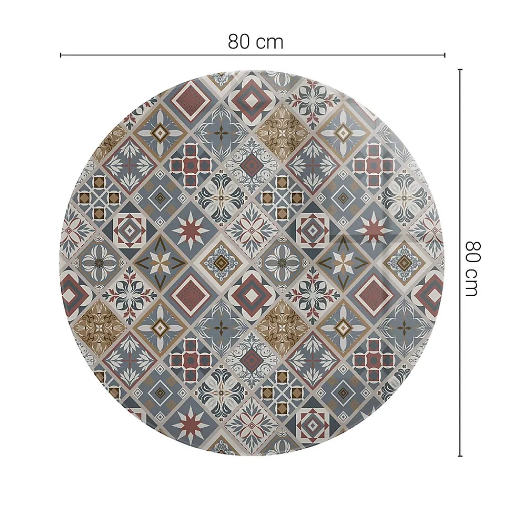 Tulup Plateau En Verre<Plateau en verre trempé fi80 cm Motif mosaïque avec ornements