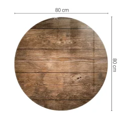 Tulup Plateau En Verre<Plateau en verre trempé fi80 cm Structure de planches en bois