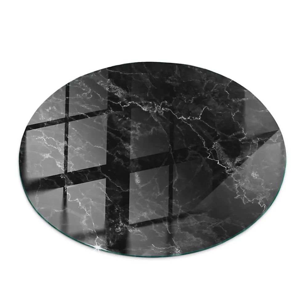 Tulup Plateau En Verre<Plateau en verre trempé fi80 cm Motif de marbre veiné