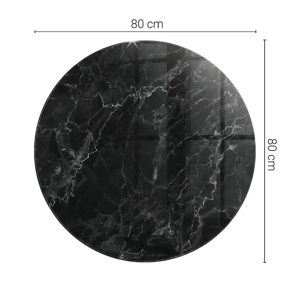 Tulup Plateau En Verre<Plateau en verre trempé fi80 cm Motif de marbre veiné