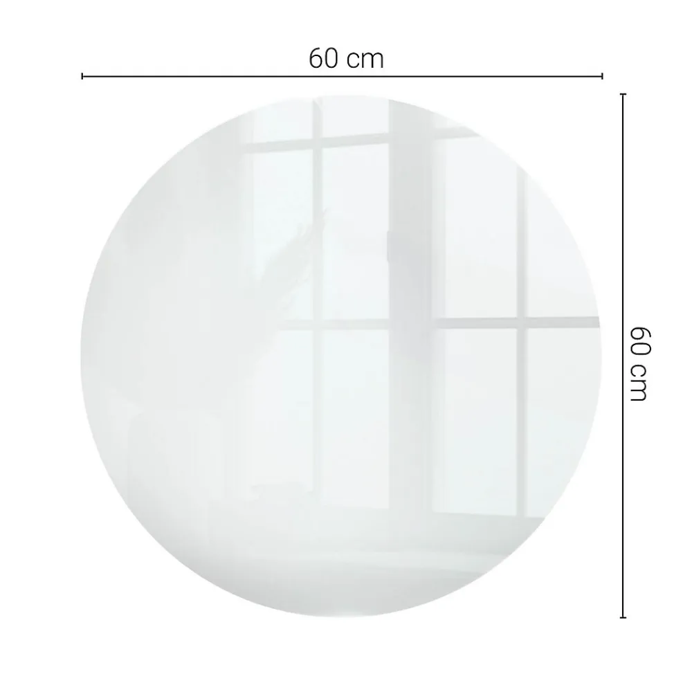 Tulup Plateau en verre trempé fi60 cm Couleur blanche lisse- Plateau En Verre