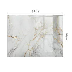 Tulup Plateau en verre trempé 80x60 cm Marbre élégant avec veines- Plateau En Verre