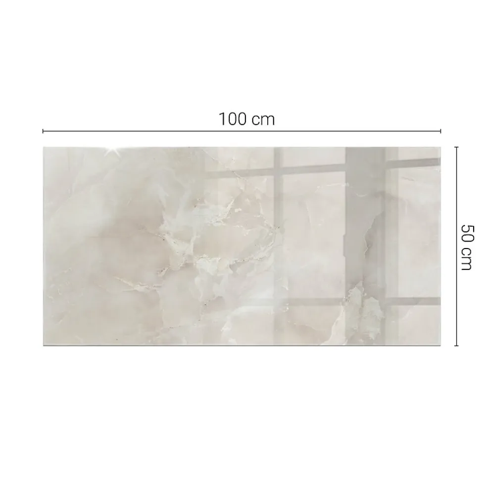 Tulup Plateau en verre trempé 100x50 cm Motif texturé de marbre- Plateau En Verre