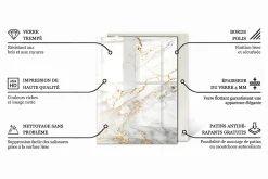Tulup Plateau En Verre<Plateau en verre trempé 80x60 cm Motif marbré avec veines